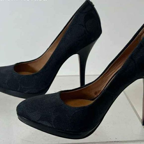 NEW Coach Designer Black Monogram Signature High Heel Pump Stiletto 5.5 - Picture 5 of 8